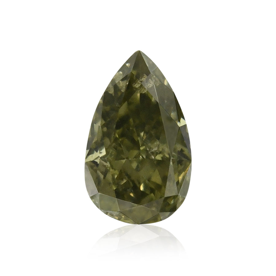 Diamante a goccia 0,39 carati Fancy Deep Grayish Yellowish Green VS2 GIA