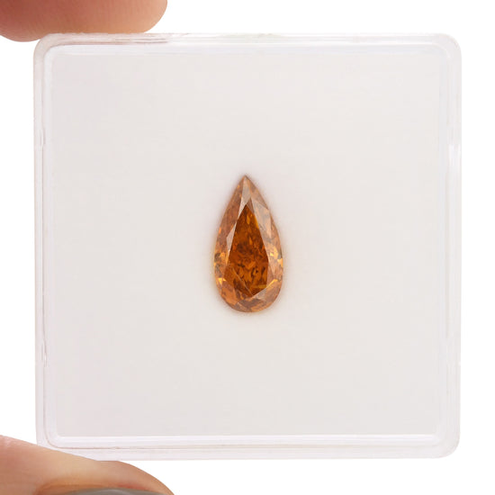 1.05 Carat Fancy Deep Brownish Yellowish Orange Pear Diamond I1 GIA