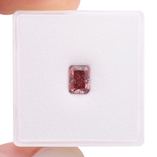 0.83 Carat Fancy Purplish Red Radiant Diamond SI1 GIA and Argyle