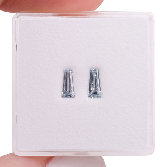 0.34 Carat Fancy Grayish Blue Taper Diamonds VS1 Pair