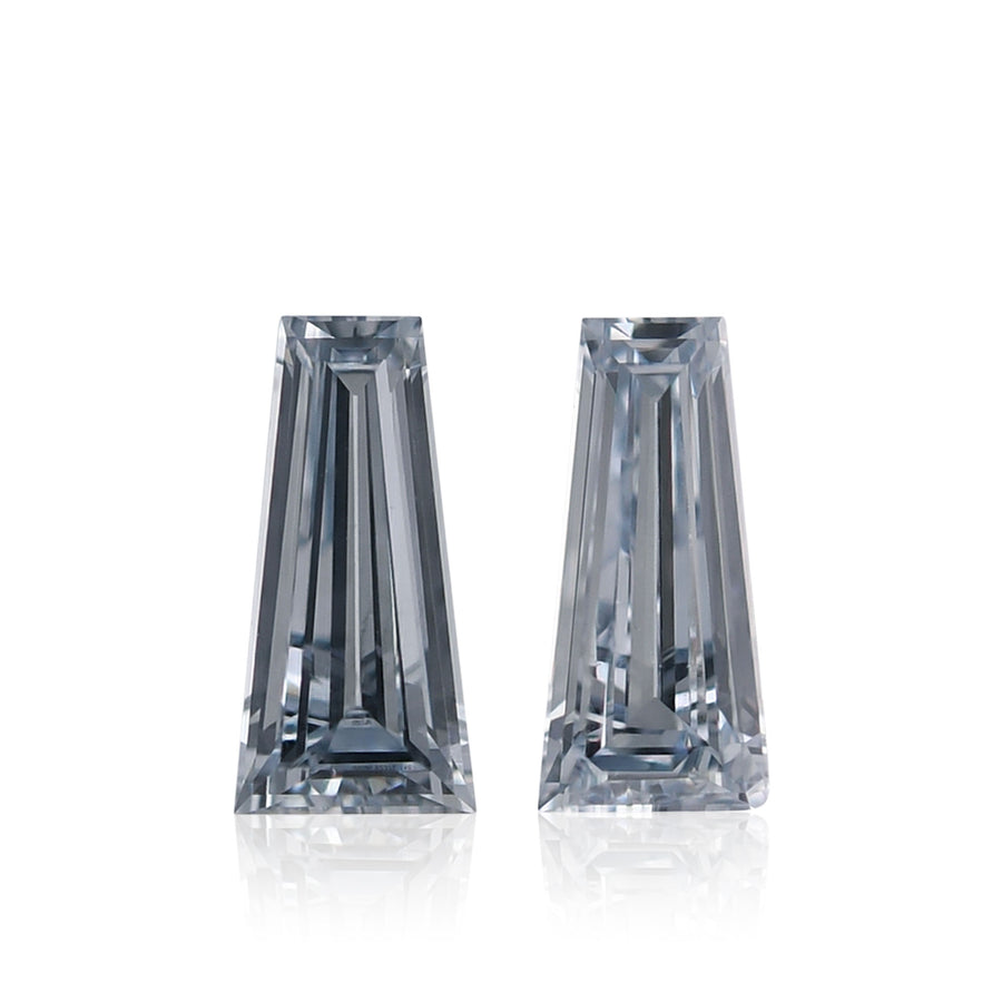 0,34 Karat Fancy Gräulich-Blaue Taper-Diamanten VS1 Paar