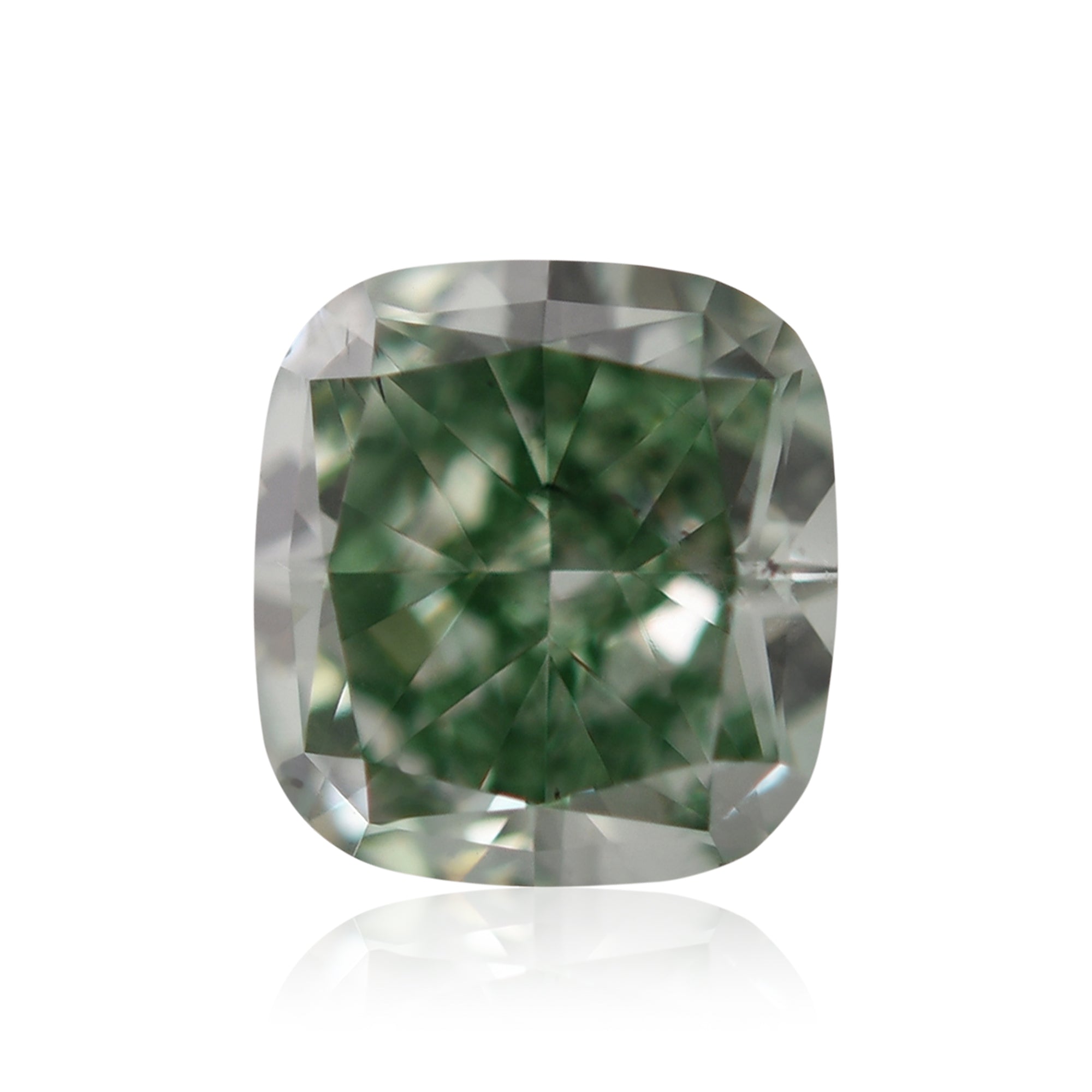Carat Fancy Vivid Green Cushion Diamond SI2 GIA LEIBISH