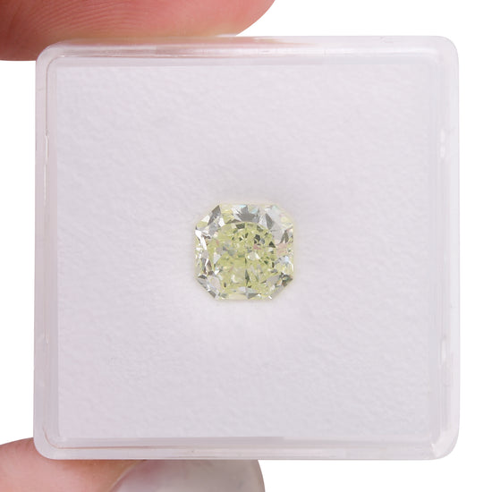 1.46 Carat Fancy Light Yellow Green Radiant Diamond VS2 GIA
