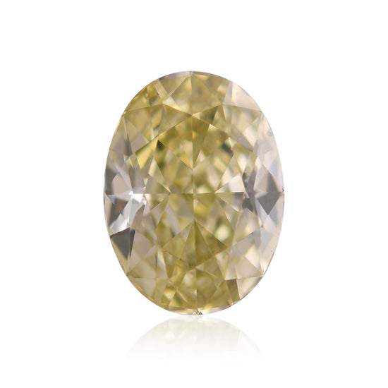 Diamante Ovale Giallo Verdastro Bruniccio Fancy da 1,59 Carati SI1 GIA