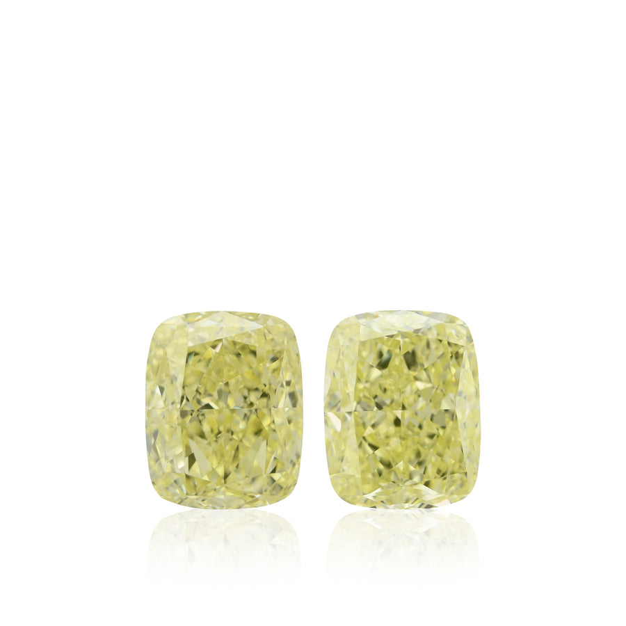 3.03 Carat Fancy Light Yellow Cushion Diamonds VS2