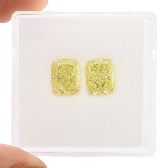 3.03 Carat Fancy Light Yellow Cushion Diamonds VS2