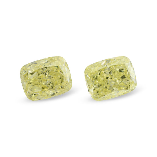 3.03 Carat Fancy Light Yellow Cushion Diamonds VS2