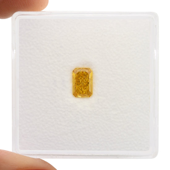 0.54 Carat Fancy Vivid Orange Yellow Radiant Diamond VS2 GIA