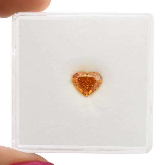 0.72 Carat Fancy Vivid Yellow Orange HEART Diamond VS2 GIA