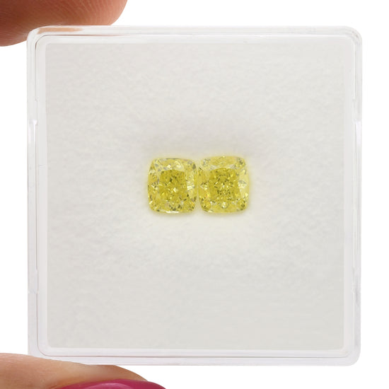1.03 Carat Fancy Yellow Cushion Diamonds VVS1