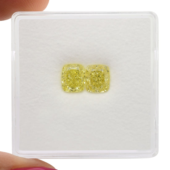 1.42 Carat Fancy Yellow Cushion Diamonds VVS1 GIA