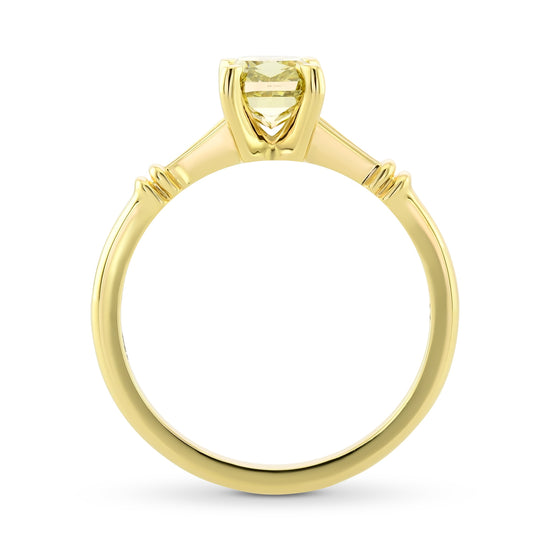 Fancy Deep Brownish Greenish Yellow Radiant Solitaire Diamond Ring