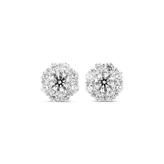 E Color Round Diamond Halo Earrings