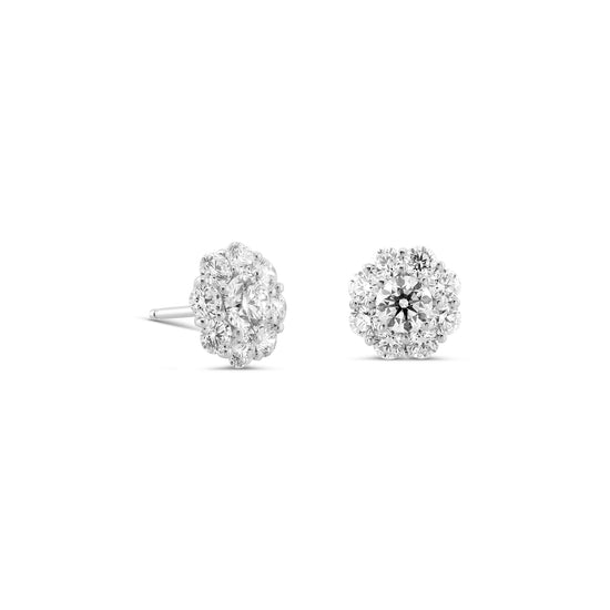 E Color Round Diamond Halo Earrings