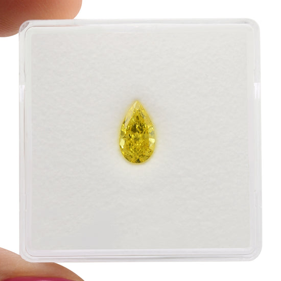 0.50 Carat Fancy Vivid Yellow Pear Diamond VS2 GIA