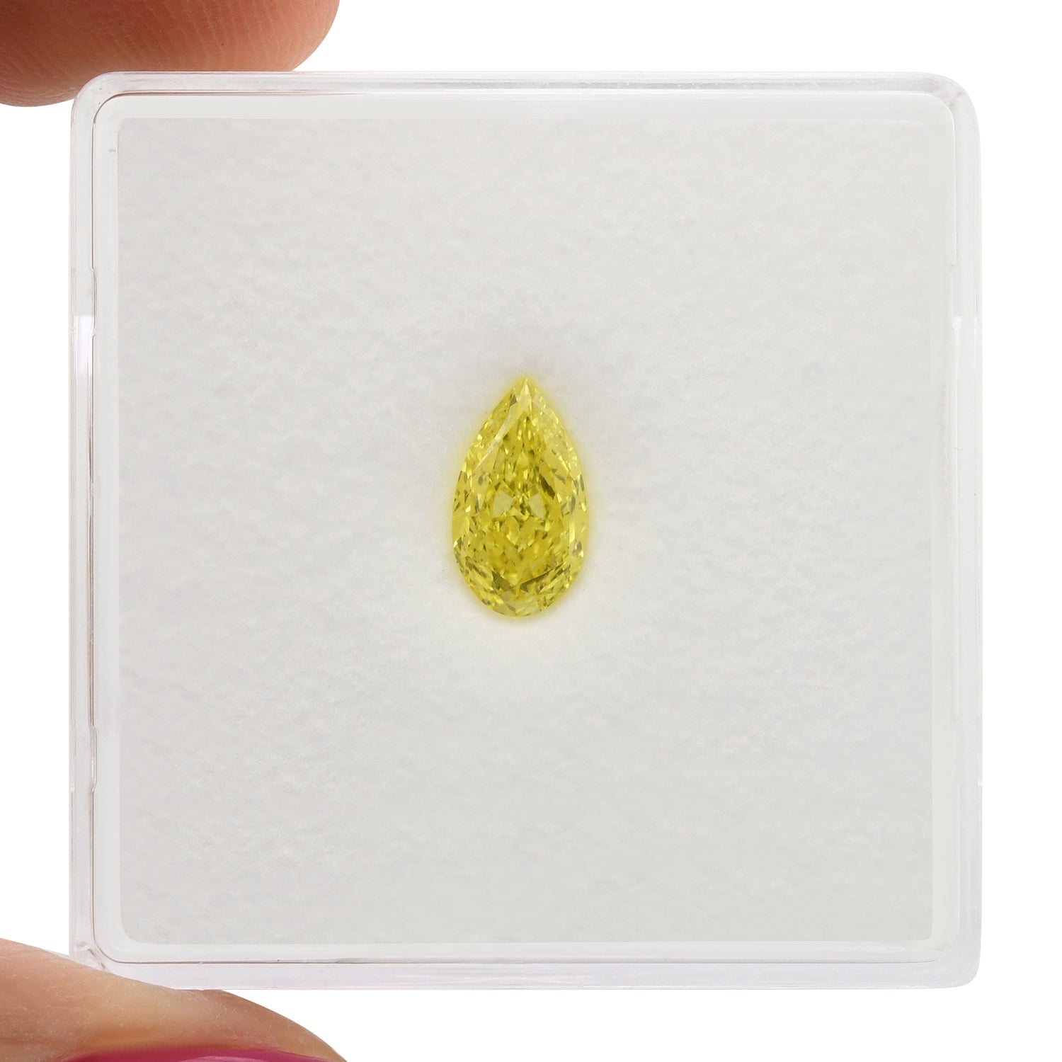 0.57 Carat Fancy Vivid Yellow Pear Diamond VS1 GIA