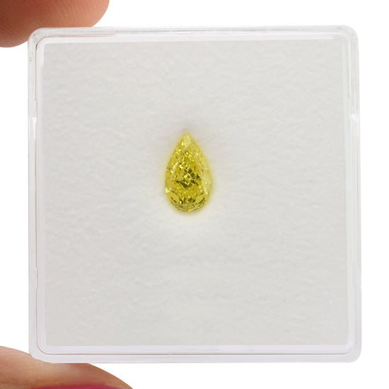 0.50 Carat Fancy Vivid Yellow Pear Diamond VS2 GIA