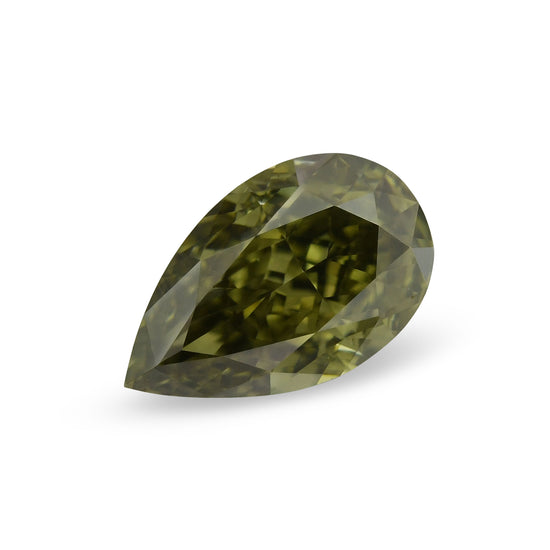 0.51 Carat Fancy Dark Gray Yellowish Green Pear Diamond VS1 GIA