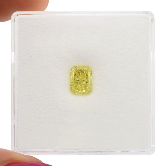 0.70 Carat Fancy Intense Yellow Radiant Diamond VVS1 GIA