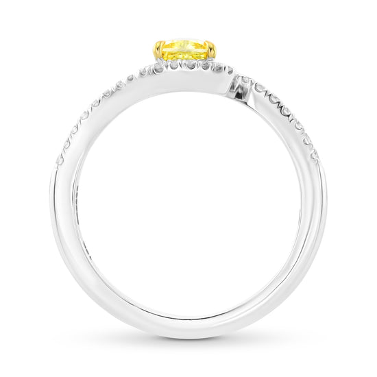 Fancy Intense Yellow Cushion Crossover Ring