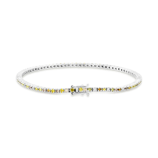 1.73Ct Multicolored Diamond Tennis Bracelet