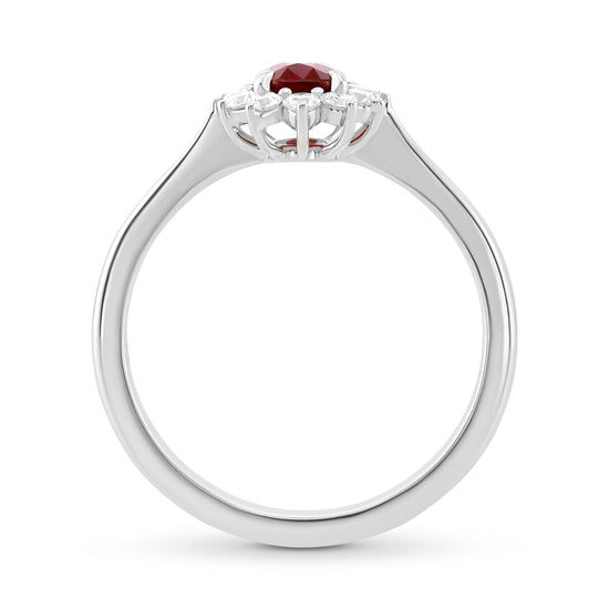 Oval Ruby & Diamond Halo Ring