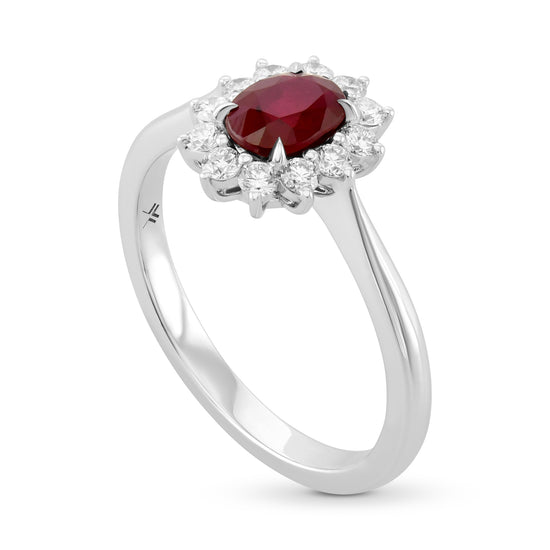 Oval Ruby & Diamond Halo Ring