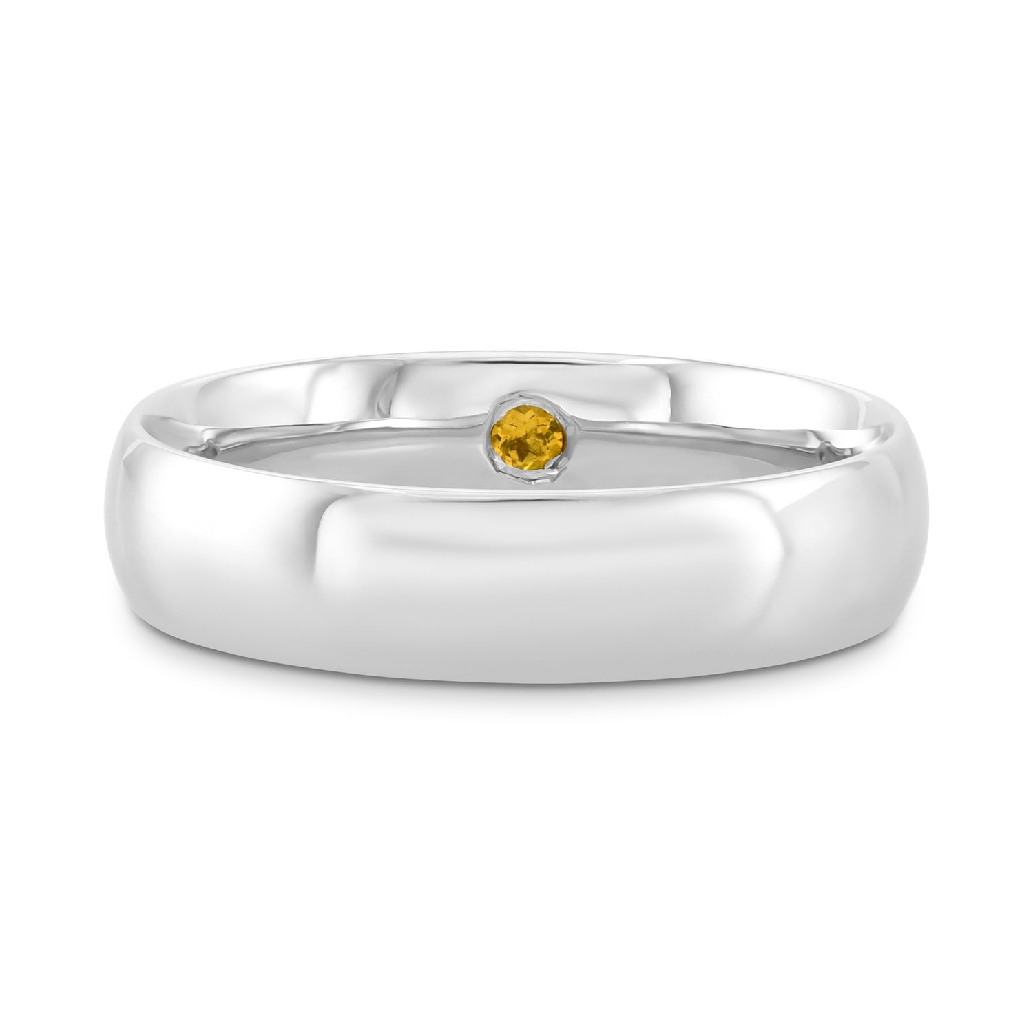 Comfort Fit Domed Wedding Band With Citrine