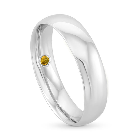 Comfort Fit Domed Wedding Band With Citrine
