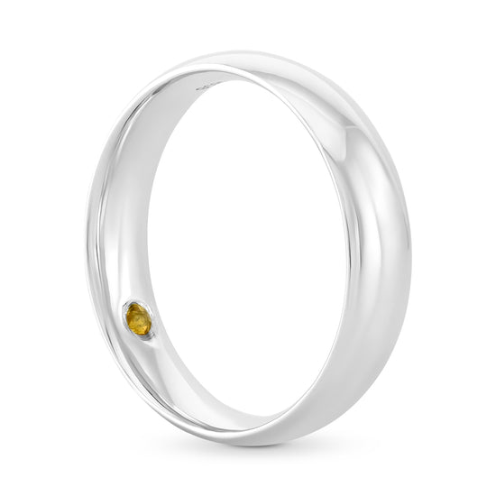 Comfort Fit Domed Wedding Band With Citrine
