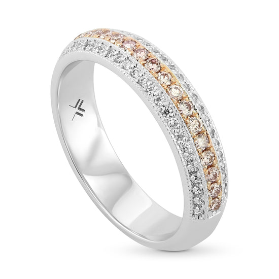 Three-row Pink & White Diamond Band