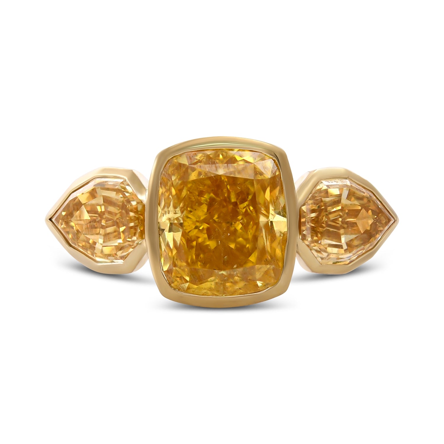 Orange Diamond Three-stone Ring