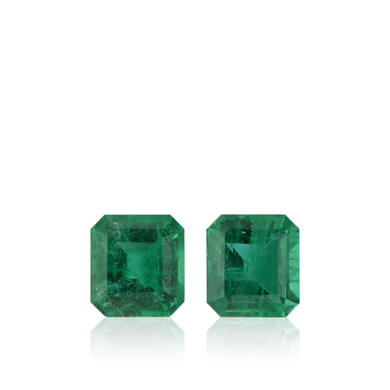 7.03 Carat Zambian Octagon Emeralds GRS Pair