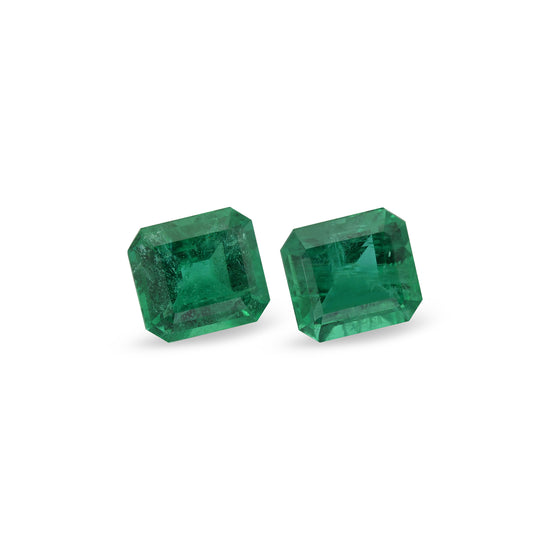 7.03 Carat Zambian Octagon Emeralds GRS Pair
