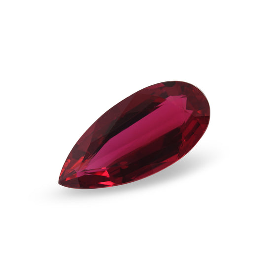 7.96 Carat Red MOZAMBIQUE Pear Ruby GRS Pidgeon Blood Vivid Red