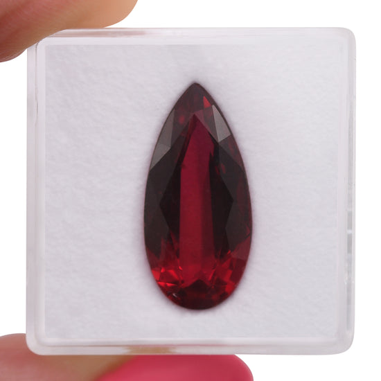 7.96 Carat Red MOZAMBIQUE Pear Ruby GRS Pidgeon Blood Vivid Red