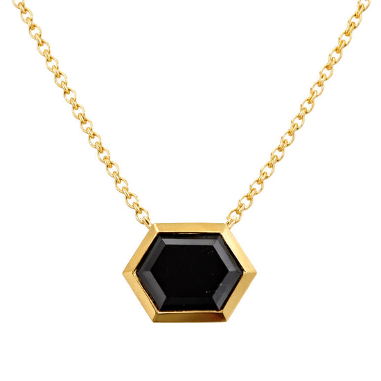 Black Hexagonal Bezel Diamond Pendant GIA