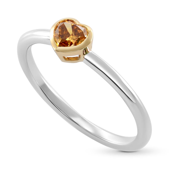Fancy Deep Yellow Orange Heart Shape Solitaire Diamond Ring GIA