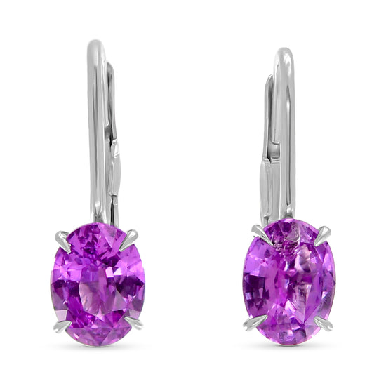 Pink Sapphire Oval Drop Earrings