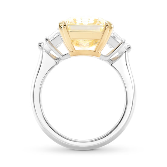 Fancy Yellow Radiant Three-stone diamond Ring