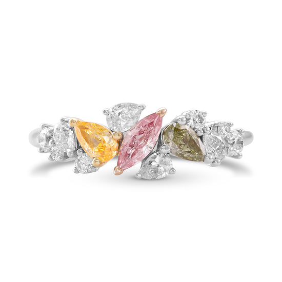 Multi Color Diamond Cluster Couture Ring