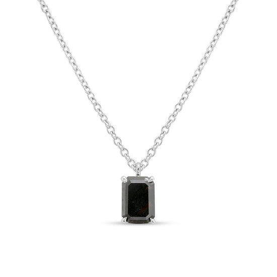 Natural Fancy Black Diamond Solitaire Pendant GIA