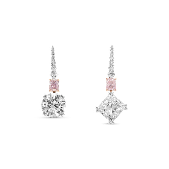 Fancy Light Purplish Pink Drop Diamond Earrings