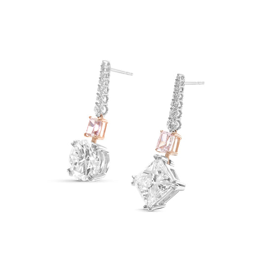 Fancy Light Purplish Pink Drop Diamond Earrings