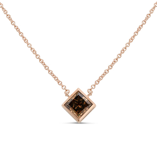 Fancy Brown Princess Diamond Solitaire Pendant