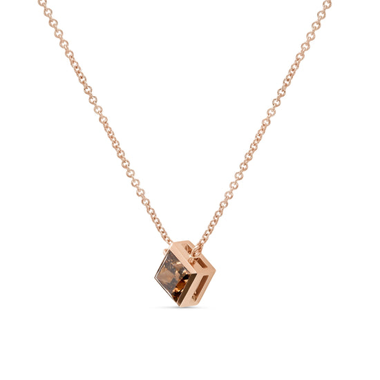Fancy Brown Princess Diamond Solitaire Pendant