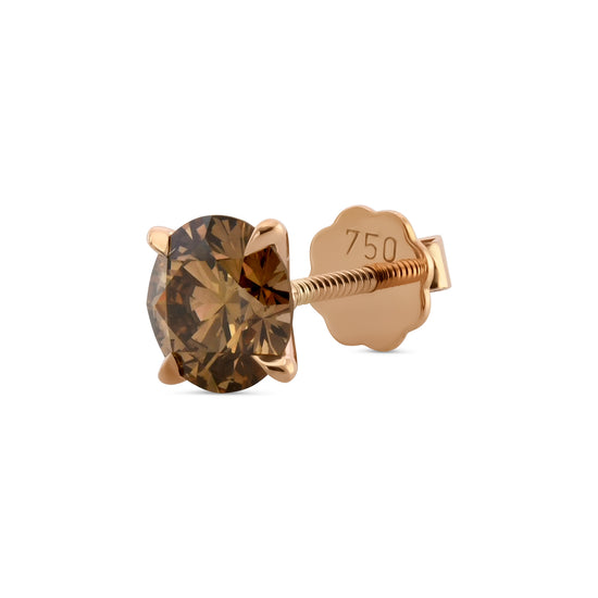 Fancy Dark Yellowish Brown Single Stud Earring