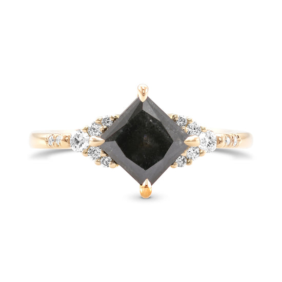 Natural Fancy Black Diamond Side Stone Ring
