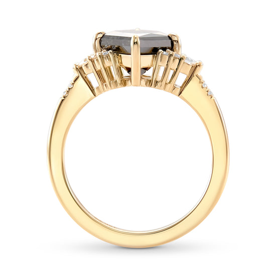 Natural Fancy Black Diamond Side Stone Ring