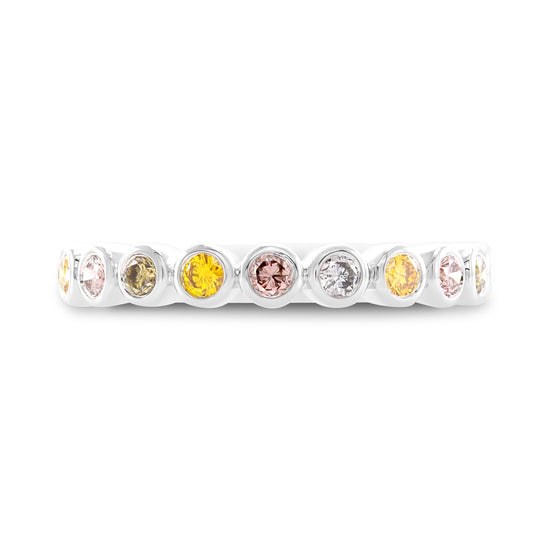 Mix Color Round Diamonds Half Band Ring
